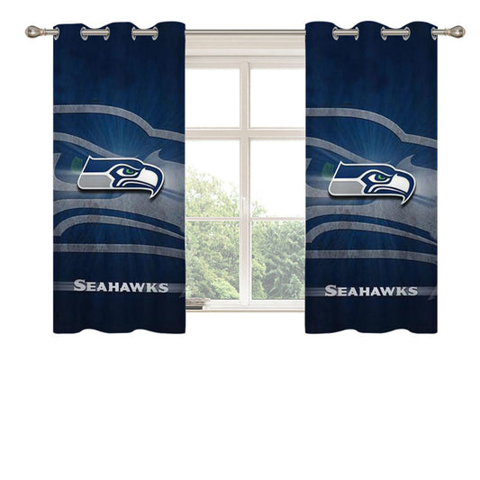 Seahawks Blue Peach Skin Window Curtains