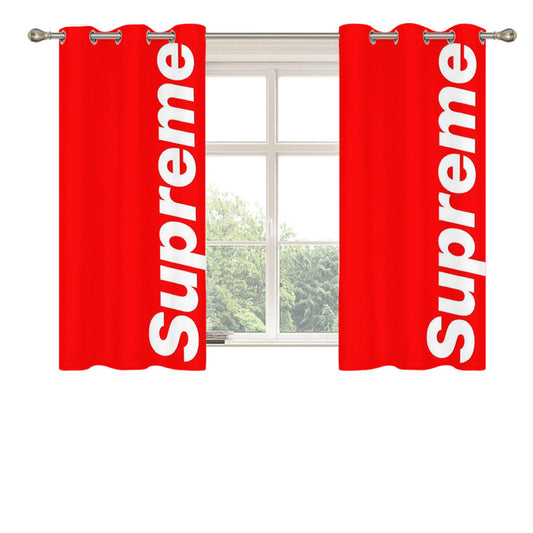 Supreme Red Logo Peach Skin Window Curtains