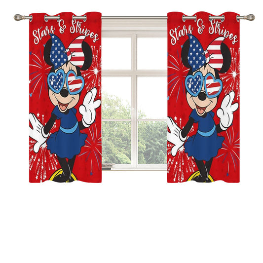 Americana Stars And Stripes Minnie Peach Skin Window Curtains