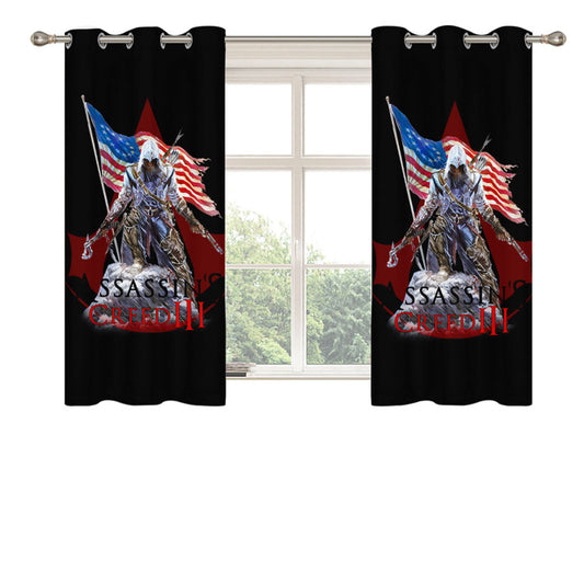 Assassin Creed 3 American Flag Peach Skin Window Curtains