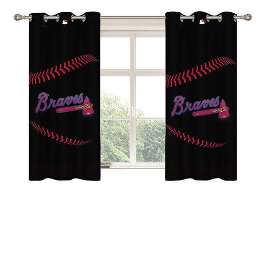 Atlanta Braves Baseball Mlb Peach Skin Window Curtains