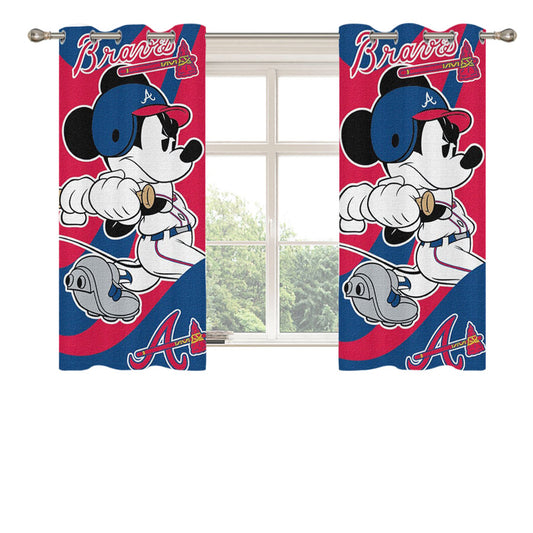 Atlanta Braves Disney Mickey Mouse Peach Skin Window Curtains