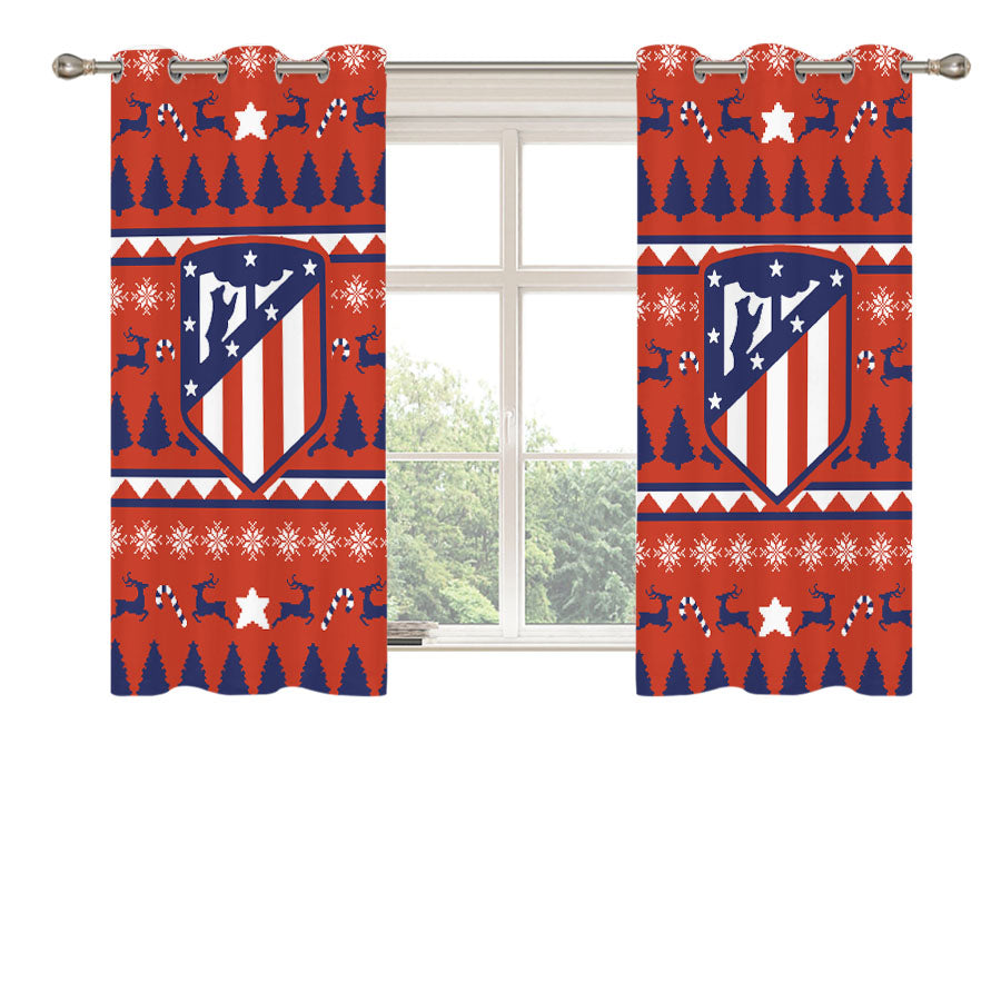 Atletico Madrid Christmas Sweater Peach Skin Window Curtains