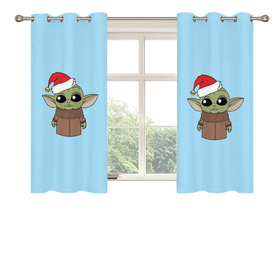 Baby Yoda Peach Skin Window Curtains