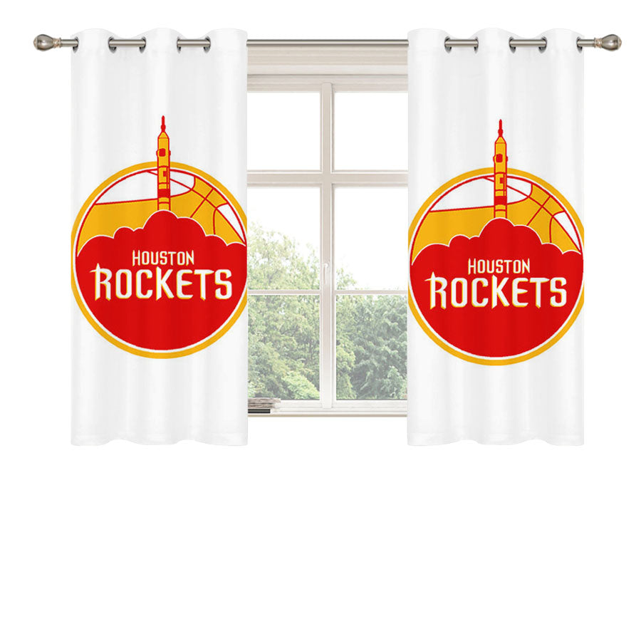 Ball Icon Houston Rockets Peach Skin Window Curtains