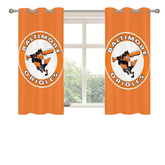 Baltimore Orioles 2 Peach Skin Window Curtains