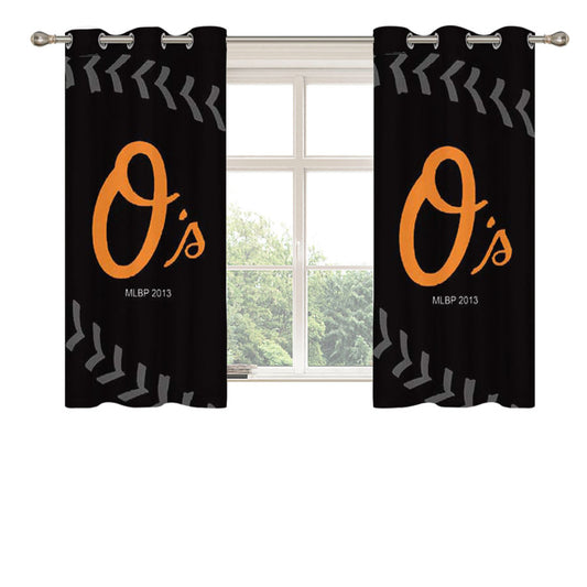 Baltimore Orioles Logo Peach Skin Window Curtains