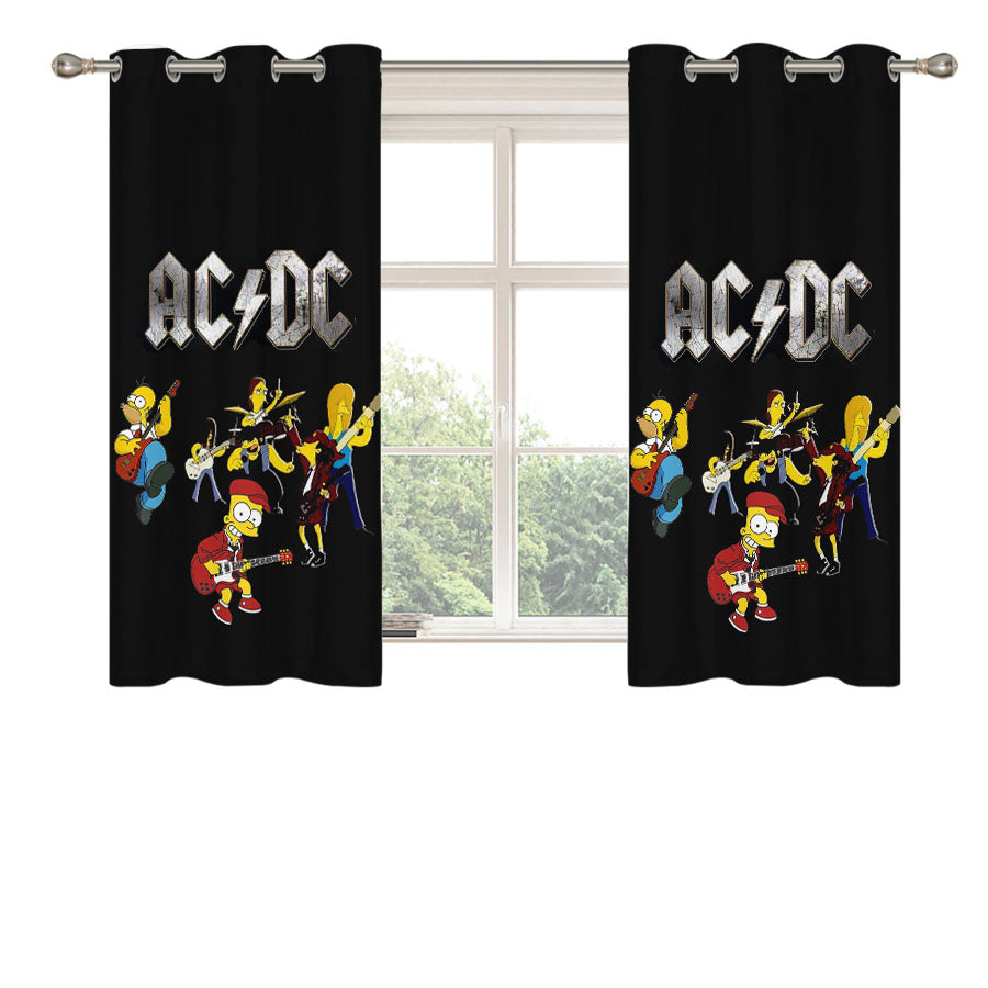 Bart Simpson Acdc Peach Skin Window Curtains