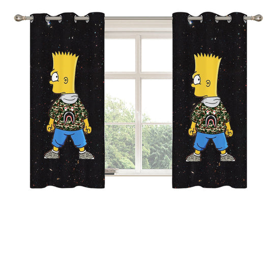 Bart Simpson Bape Peach Skin Window Curtains