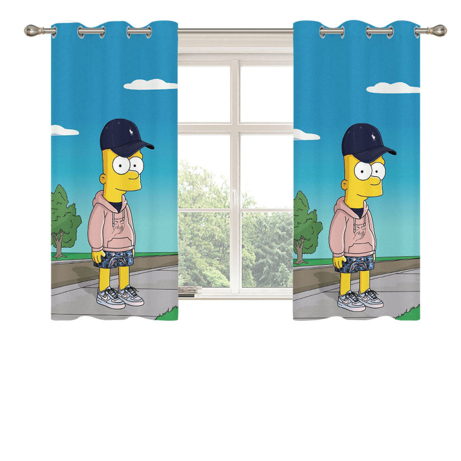 Bart Simpson Bape Wallpaper Peach Skin Window Curtains