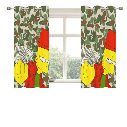 Bart Simpson Dollar Peach Skin Window Curtains