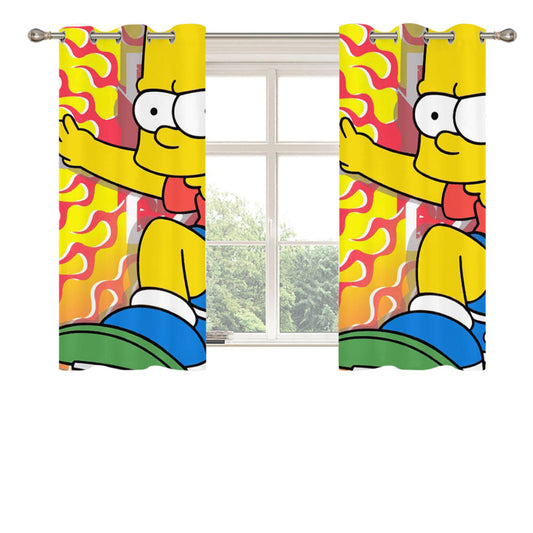 Bart Simpson Flame Skater Peach Skin Window Curtains
