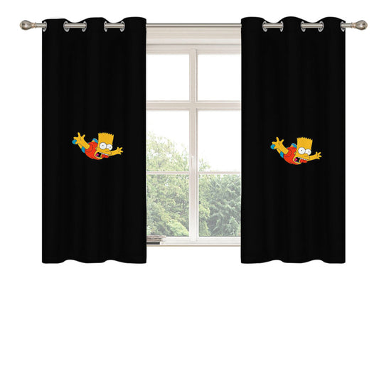 Bart Simpson Funny Cute Peach Skin Window Curtains