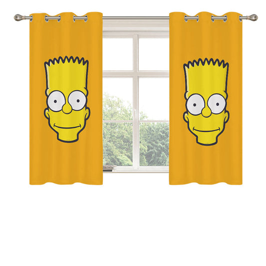 Bart Simpson Head Art Peach Skin Window Curtains