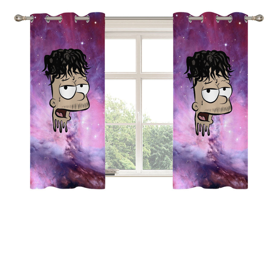 Bart Simpson Lil Skies Cartoon Peach Skin Window Curtains