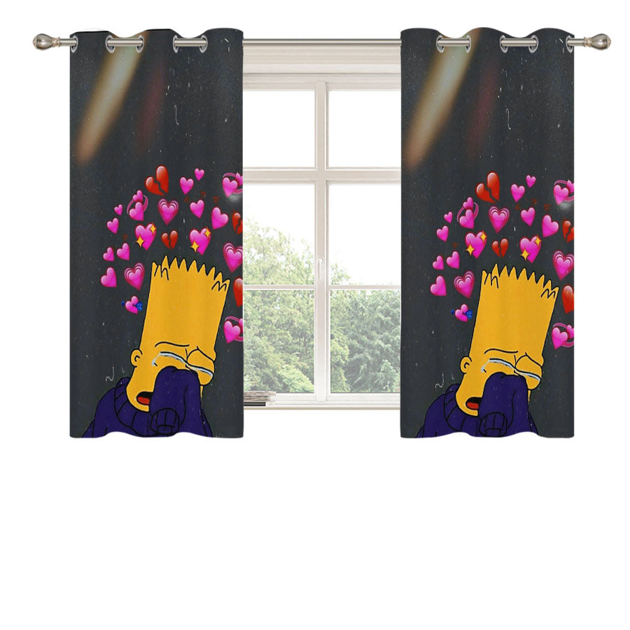 Bart Simpson Sad Life Peach Skin Window Curtains