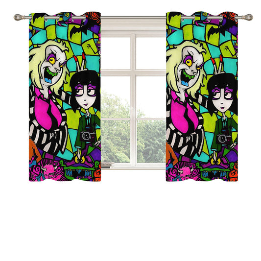 Beetlejuice Tim Burton Cartoon Glass Peach Skin Window Curtains