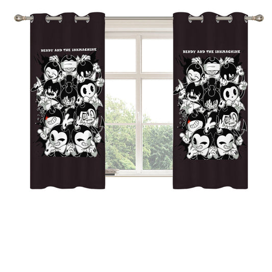 Bendy And The Ink Machine Doodle Expression Peach Skin Window Curtains