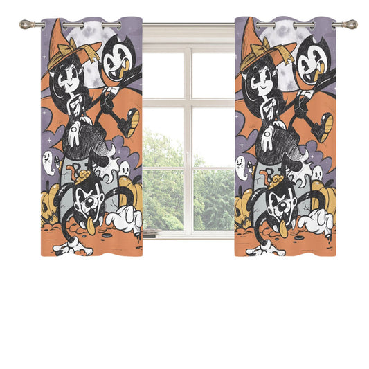 Bendy And The Ink Machine Halloween Peach Skin Window Curtains