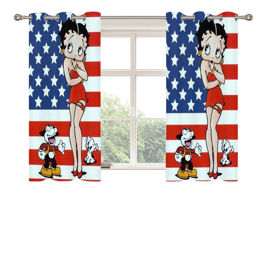 Betty Boop 2 Peach Skin Window Curtains