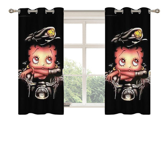 Betty Boop Biker Peach Skin Window Curtains
