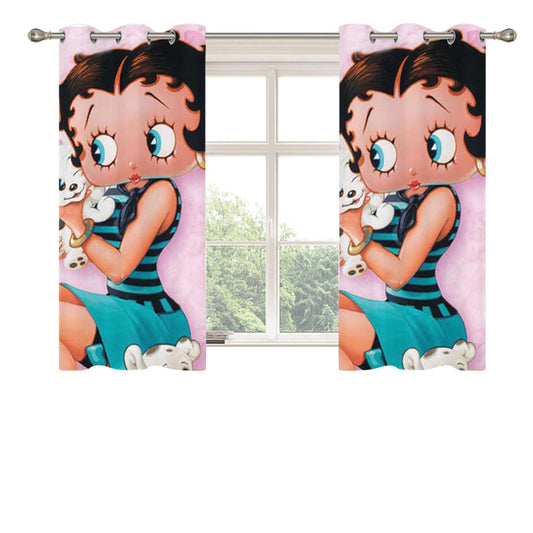 Betty Boop Holding Puppy Peach Skin Window Curtains