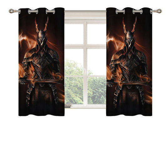 Black Knight Dark Soul Peach Skin Window Curtains