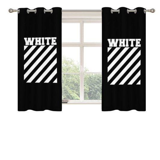 Black Off White Peach Skin Window Curtains