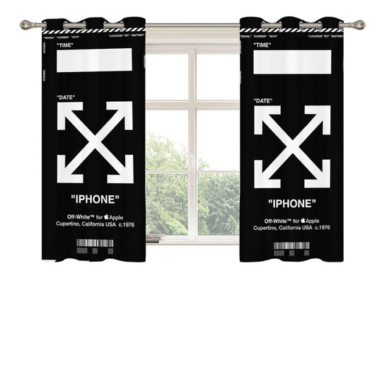 Black Off White Virgil Abloh Arrow Peach Skin Window Curtains