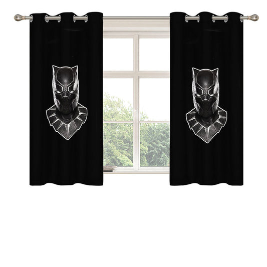 Black Panther Mask Graphic Marvel Comic Peach Skin Window Curtains