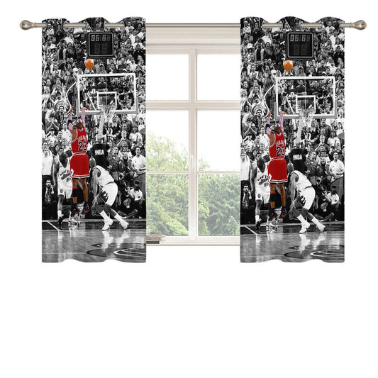 Black White Michael Jordan Last Shot Peach Skin Window Curtains
