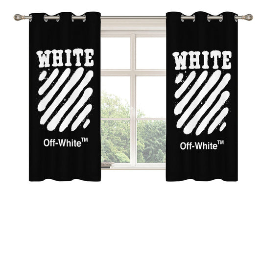 Black White Spray Off White Peach Skin Window Curtains