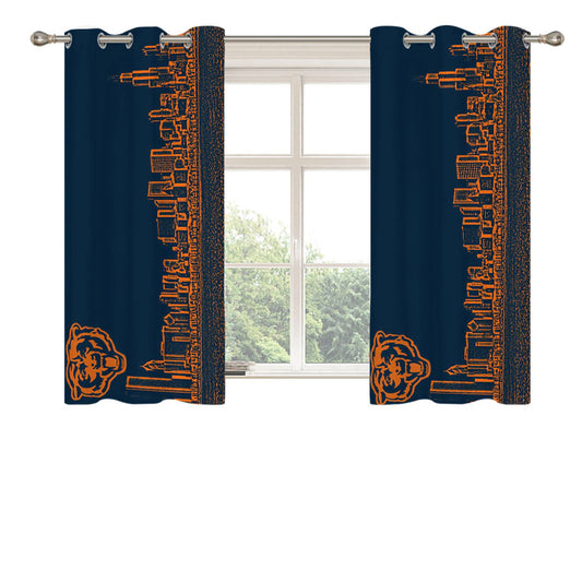 Blue Chicago Bear Peach Skin Window Curtains