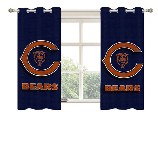 Blue Chicago Bears Nfl Logo Peach Skin Window Curtains