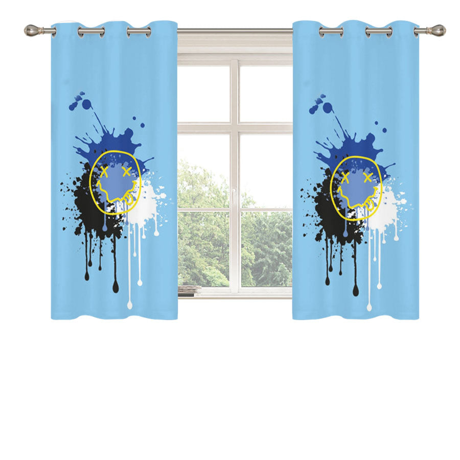 Blue Graffiti Skate Peach Skin Window Curtains