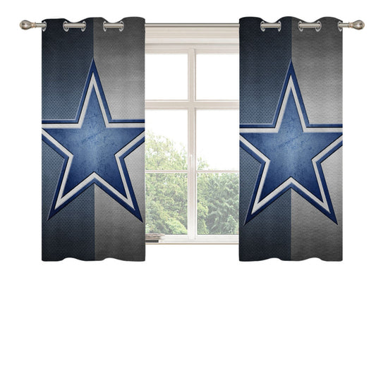 Blue Grey Star Dallas Cowboys Texture Peach Skin Window Curtains