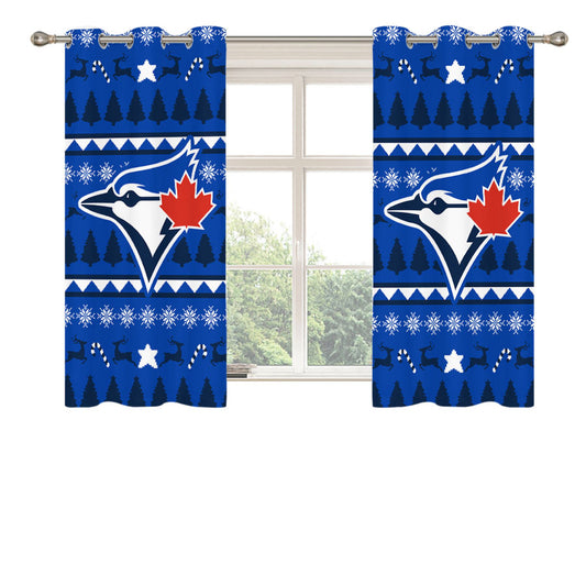 Blue Jays Christmas Sweater Peach Skin Window Curtains