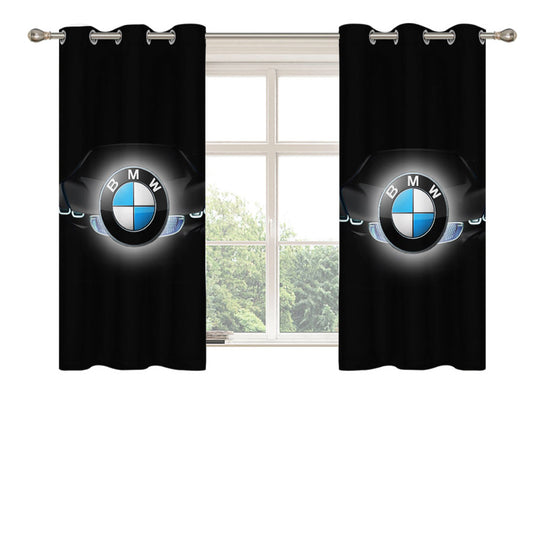 Bmw Car And Logo Peach Skin Window Curtains