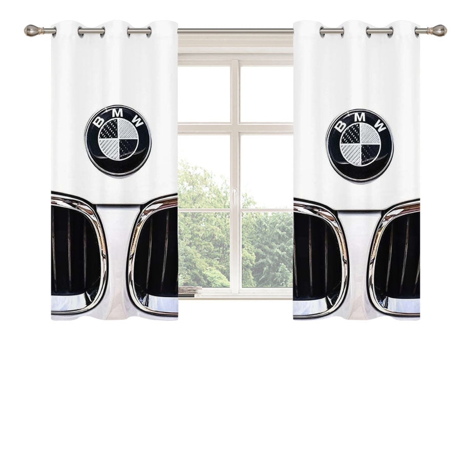 Bmw Car White Logo Peach Skin Window Curtains