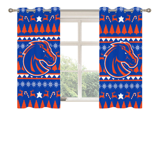 Boise State University Athletics Christmas Sweater Peach Skin Window Curtains