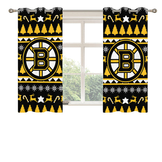 Boston Bruins Christmas Sweater Peach Skin Window Curtains