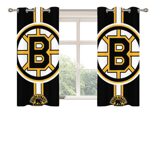 Boston Bruins Logo Peach Skin Window Curtains