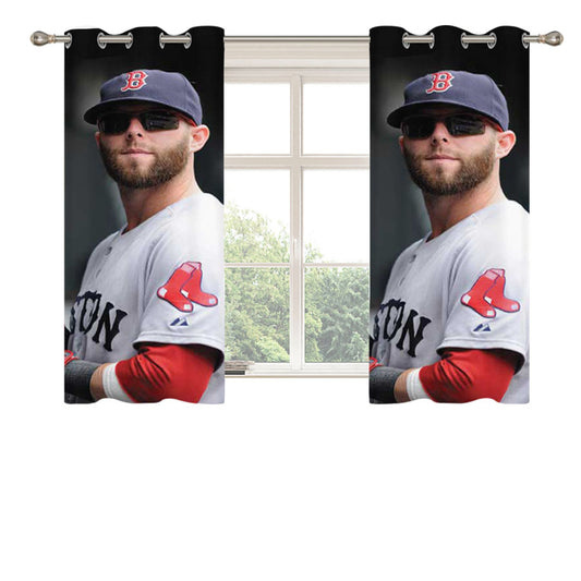 Boston Red Sox Dustin Pedroia Peach Skin Window Curtains