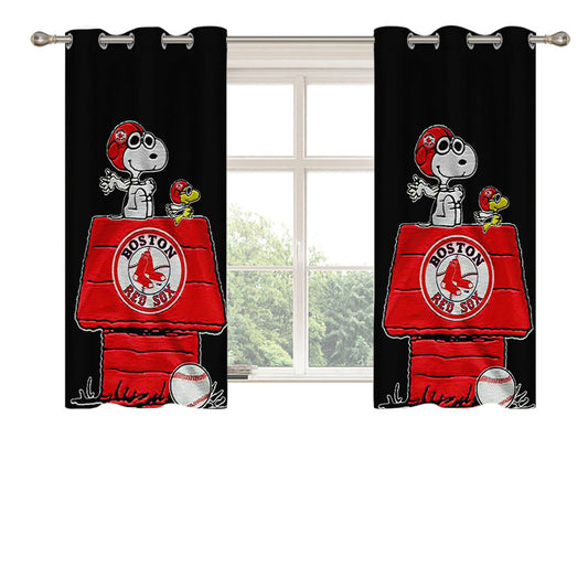 Boston Red Sox Snoopy Peach Skin Window Curtains