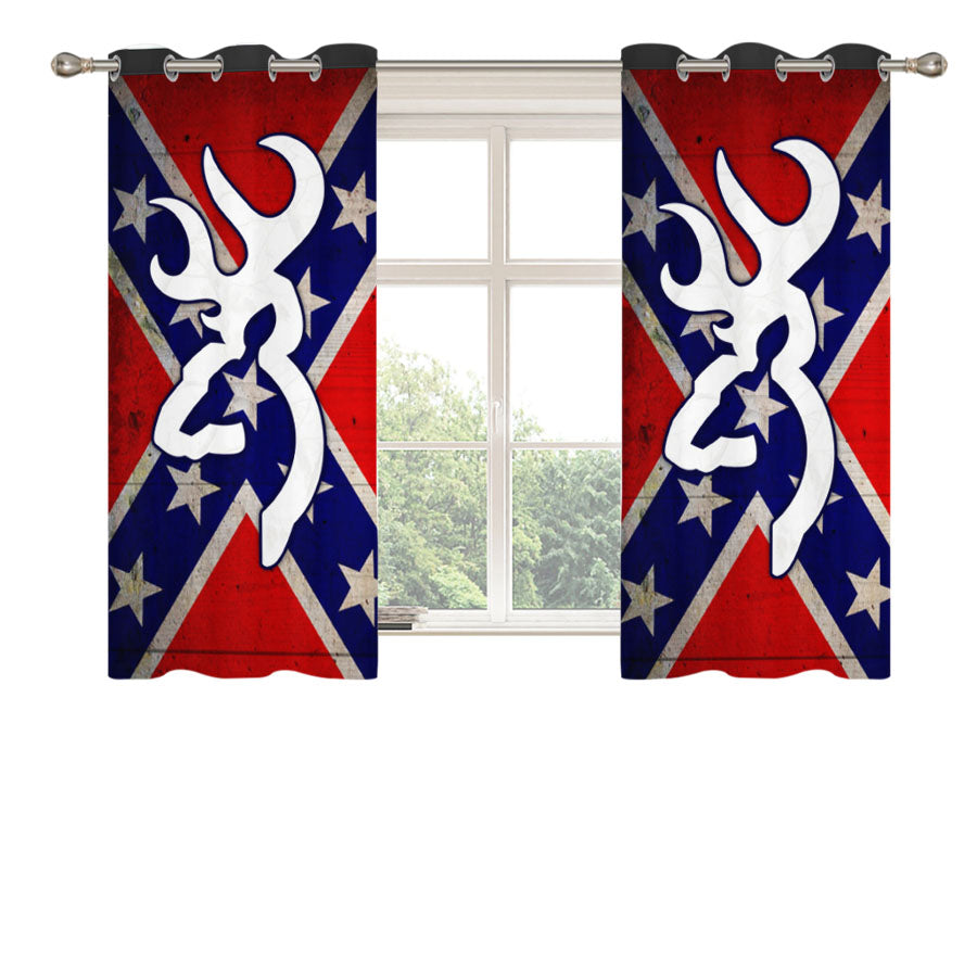 Browning Deer Camo Flag Peach Skin Window Curtains