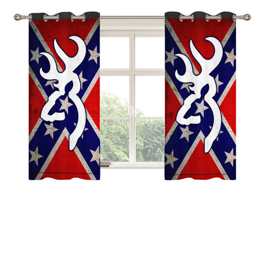 Browning Deer Camo Flag Peach Skin Window Curtains