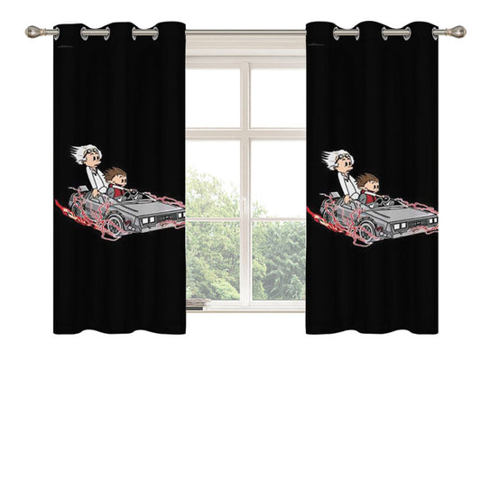 Calvin And Hobbes Back To The Future Peach Skin Window Curtains