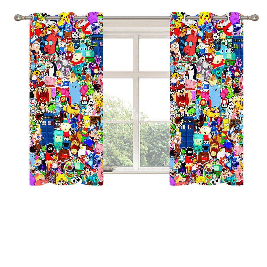 Cartoon Network Collage Peach Skin Window Curtains