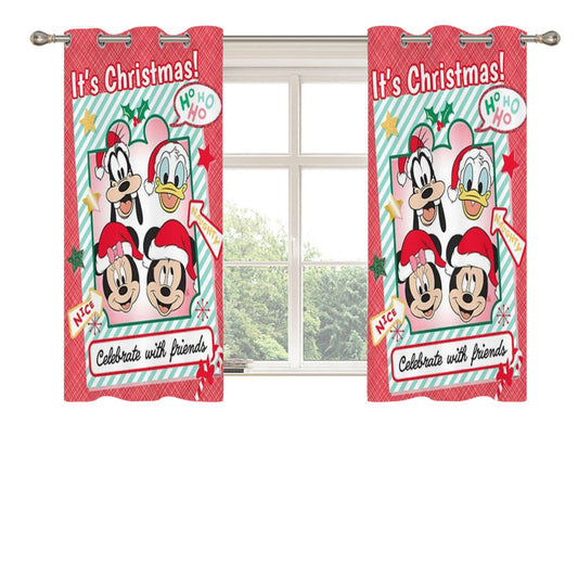 Celebrate Christmas With Friends Peach Skin Window Curtains