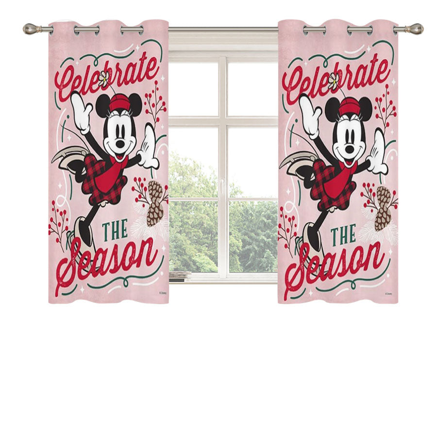 Celebrate The Season Minnie Mouse Peach Skin Window Curtains